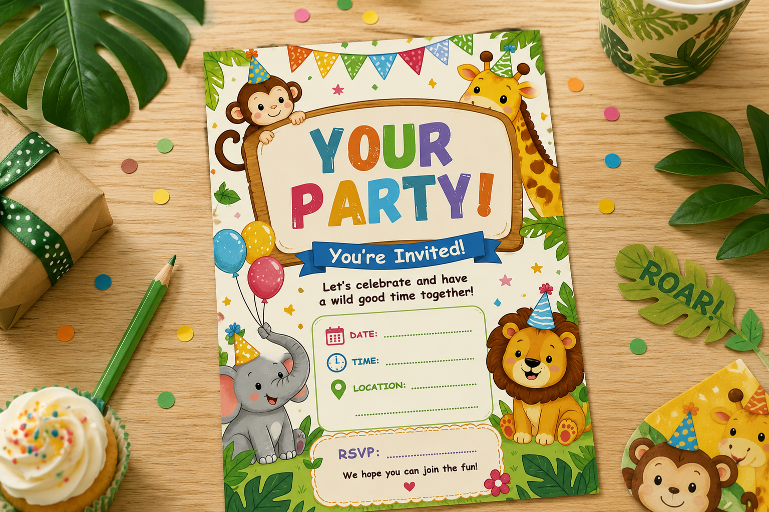 Safari Jungle Birthday Party Printable Bundle (Digital Download)